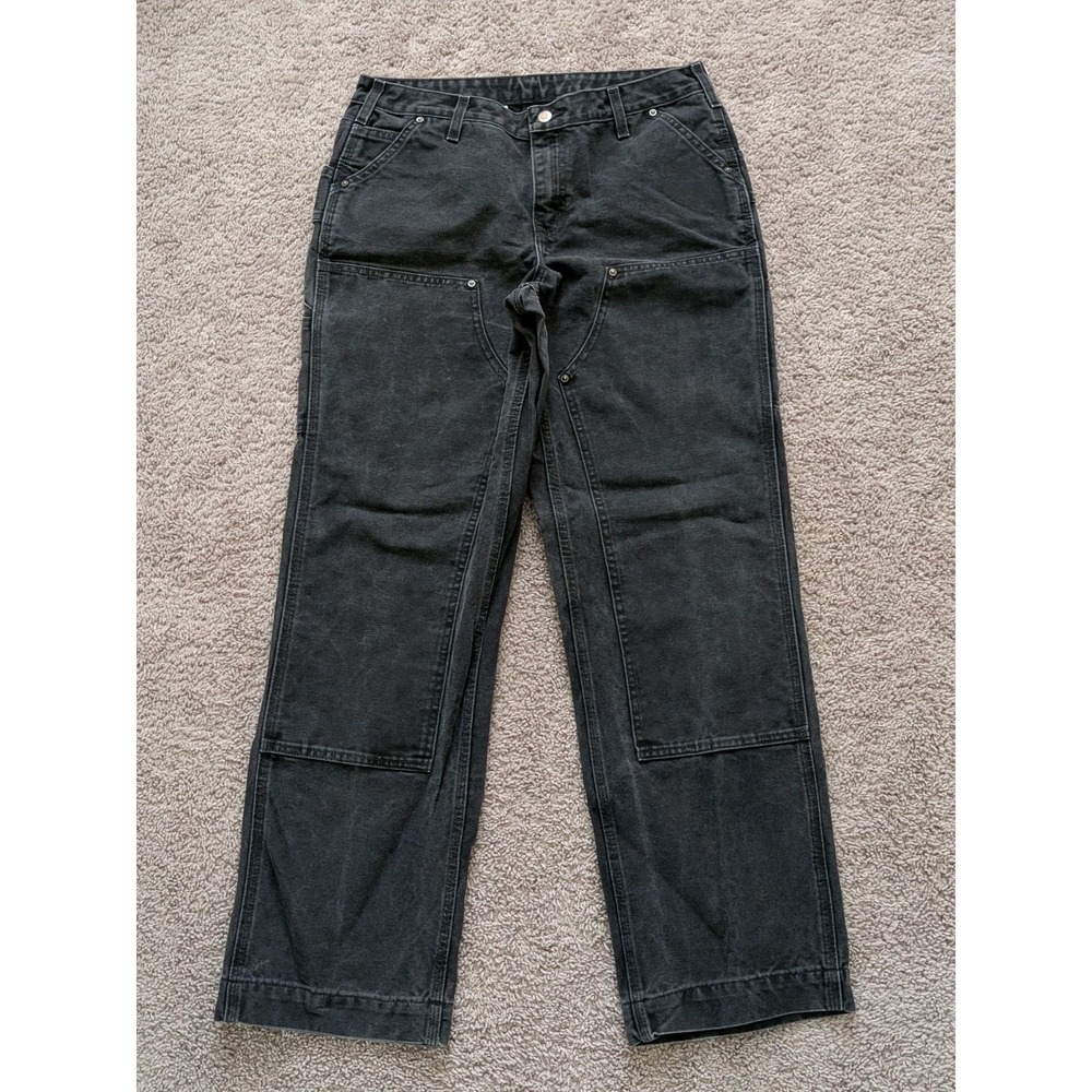 Carhartt Canvas Double Front Pleated Knee Work Pants Womens 10 Tall (Fits 32x32)